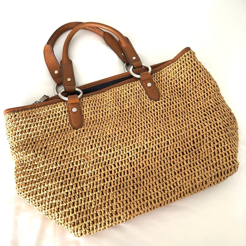RALPH LAUREN VINTAGE RAFFIA WOVEN HAND BAG EUC!!